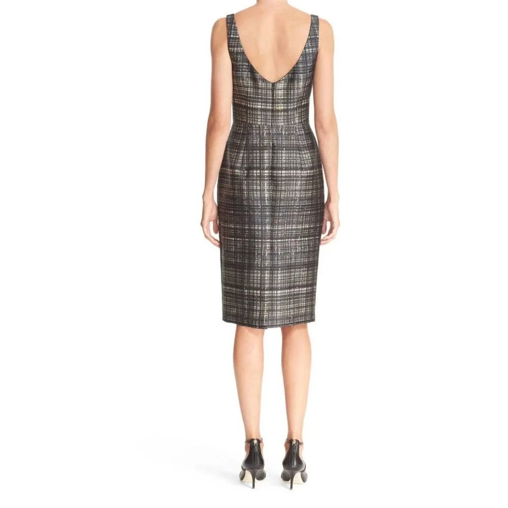 MILLY‎ Women's Sleeveless Tweed Plaid Sheath Dress Multicolor Size 4